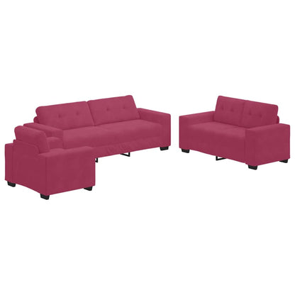 Sofa Set 3 pcs Wind Rot 221 x 80 x 80 cm Samt