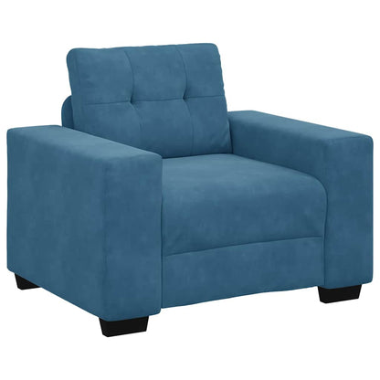 Sofa Set 3 pcs Blau 221 x 80 x 80 cm Samt