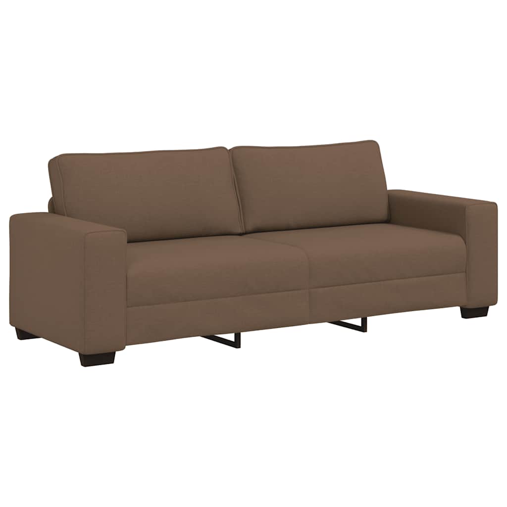3-teiliges Sofa-Set mit Kissen, brauner Stoff