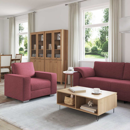 vidaXL Sofa 3 pcs Wind Rot 219 x 80 x 82 cm Leinenmischgewebe