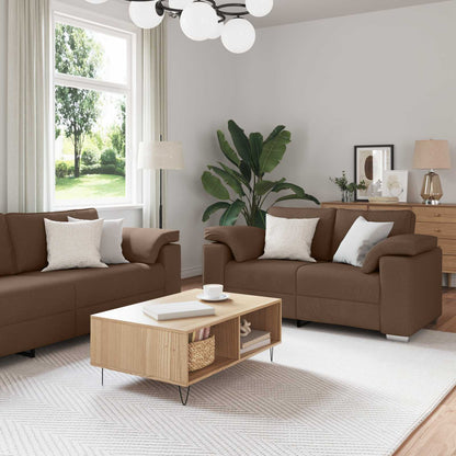 vidaXL Canapé 3 places Marron 219 x 80 x 82 cm Tissu mélangé lin