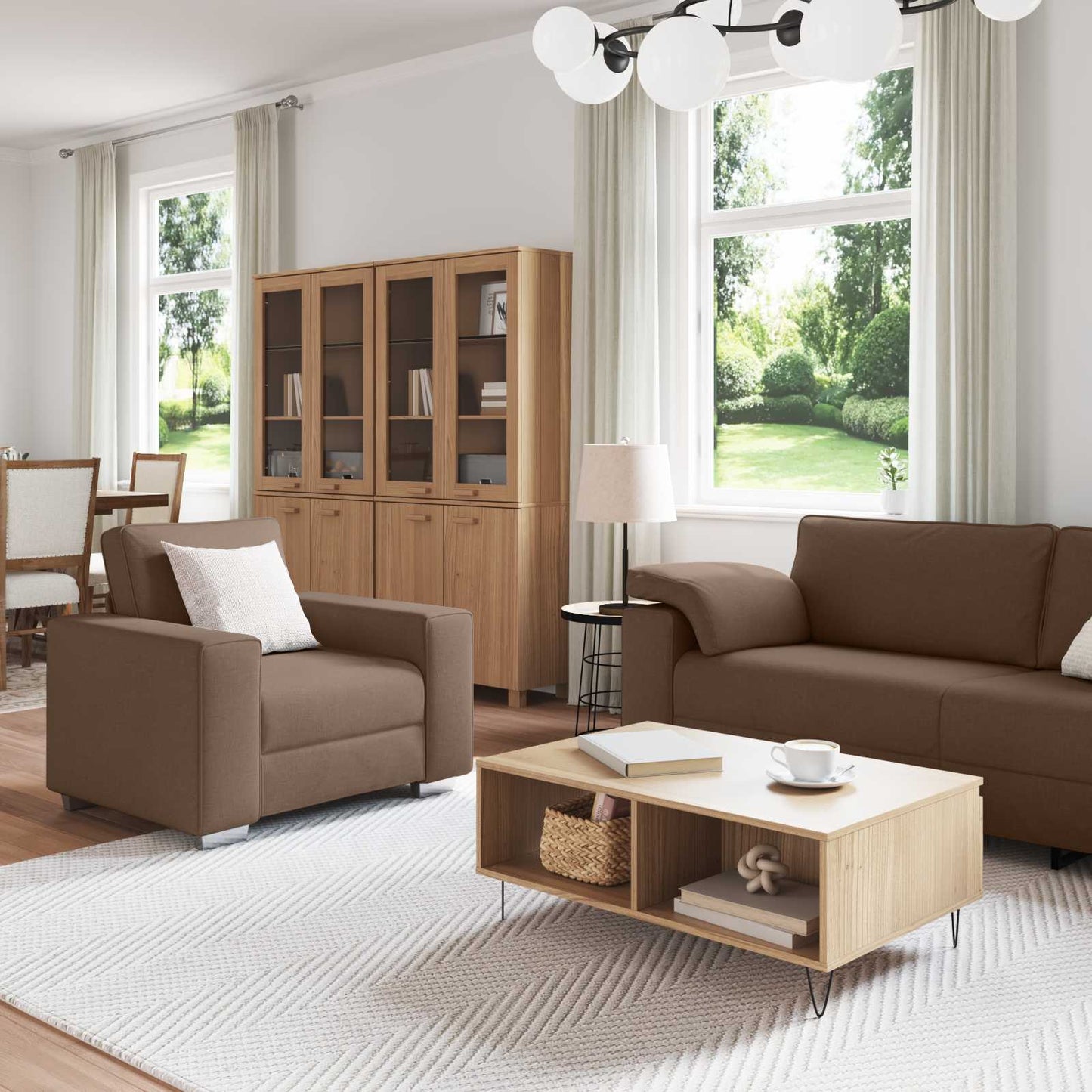 vidaXL Canapé 3 places Marron 219 x 80 x 82 cm Tissu mélangé lin
