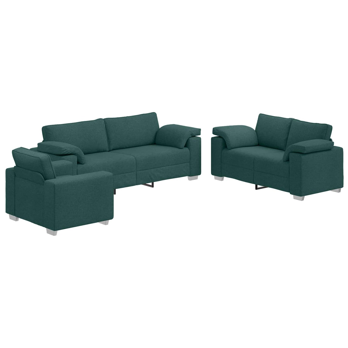 Sofa 3 pcs Dunkelgrün 219 x 80 x 82 cm Leinenmischgewebe