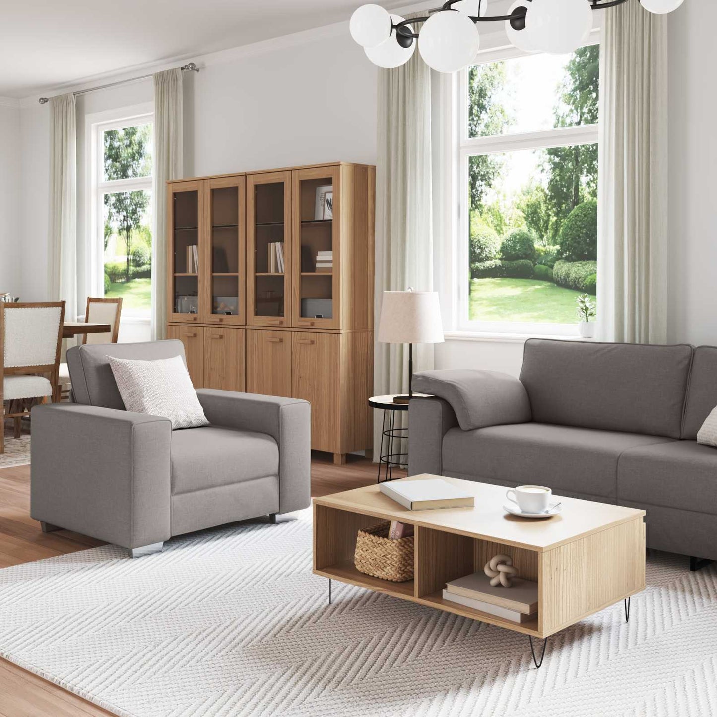 vidaXL Sofa 3 pcs Taupe 219 x 80 x 82 cm Leinenmischgewebe