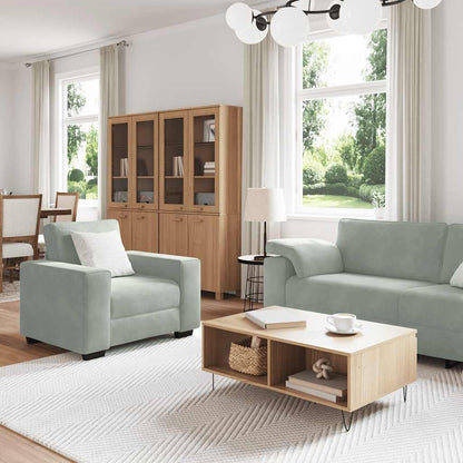 vidaXL 3-tlg. Sofagarnitur mit Kissen Hellgrau Samt