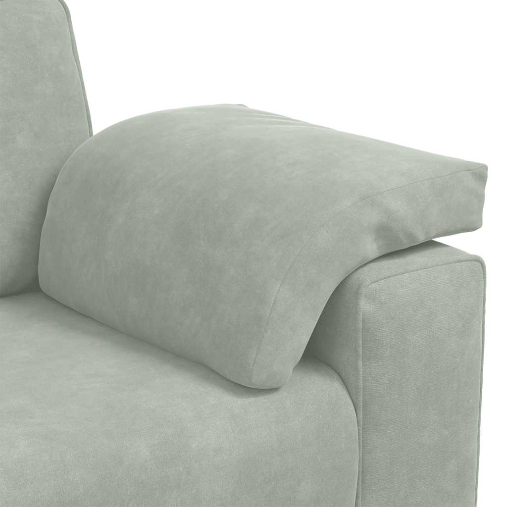 vidaXL 3-tlg. Sofagarnitur mit Kissen Hellgrau Samt