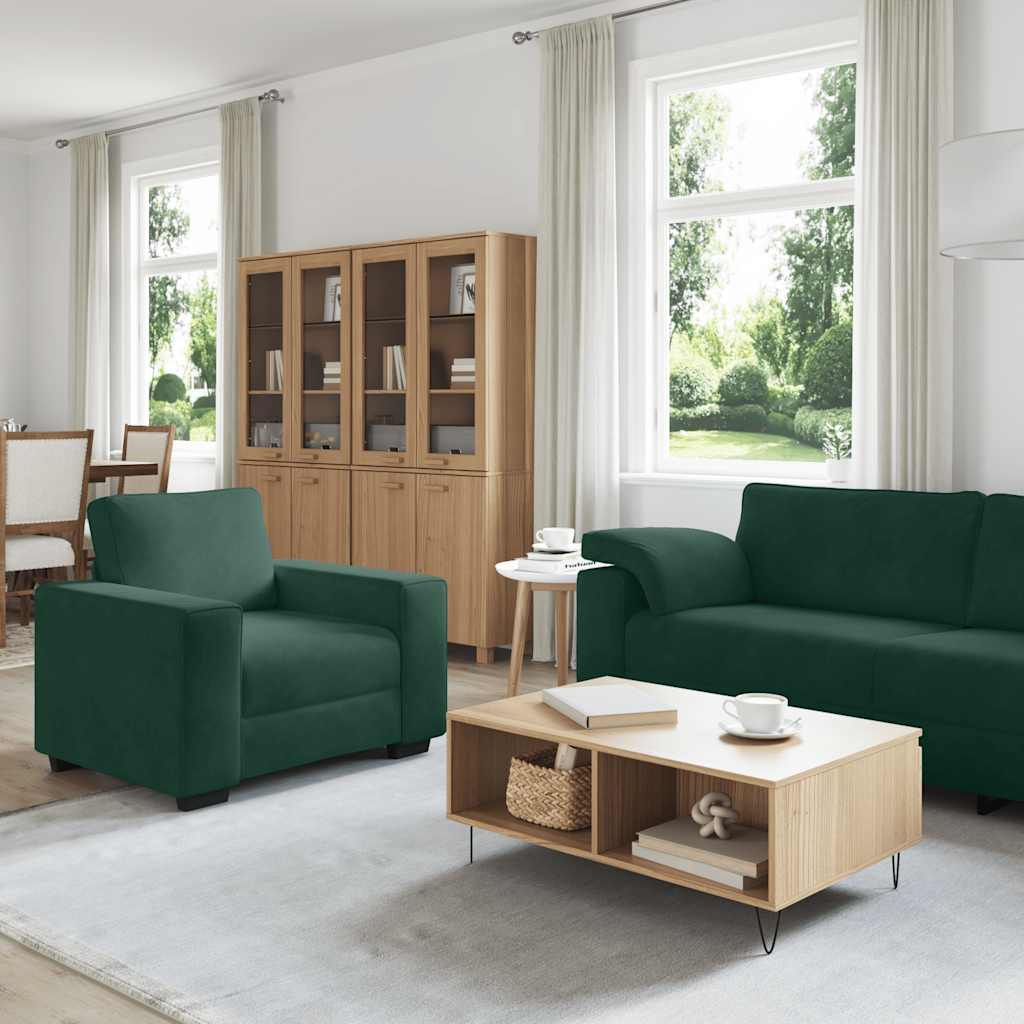 vidaXL Ensemble de canapés 3 pièces avec coussins Velours vert foncé