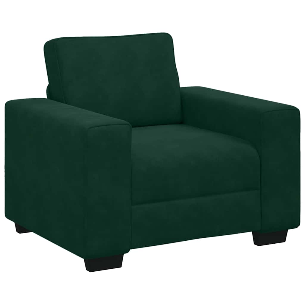 vidaXL Ensemble de canapés 3 pièces avec coussins Velours vert foncé