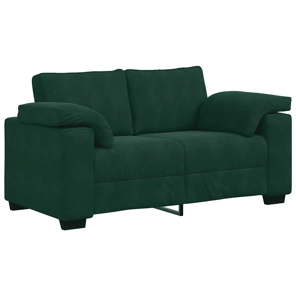 vidaXL Ensemble de canapés 3 pièces avec coussins Velours vert foncé