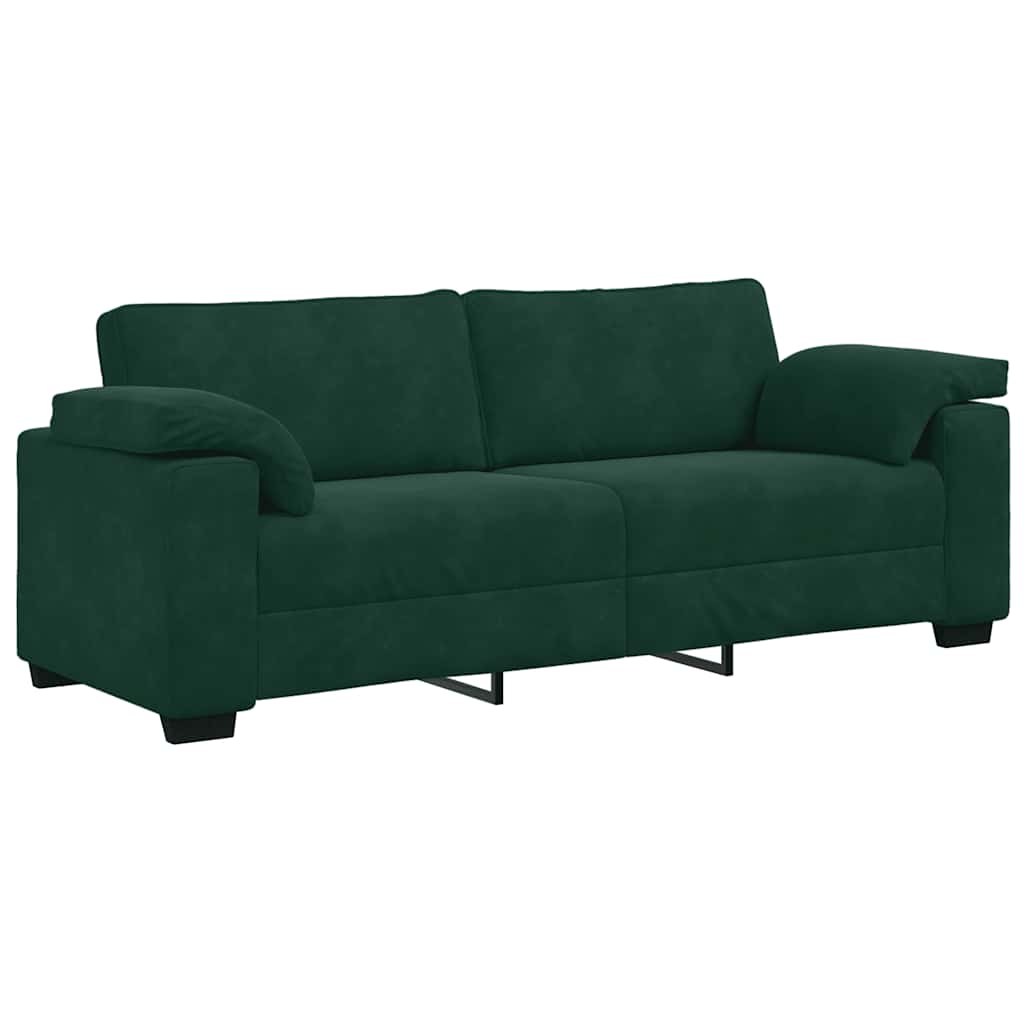 vidaXL Ensemble de canapés 3 pièces avec coussins Velours vert foncé