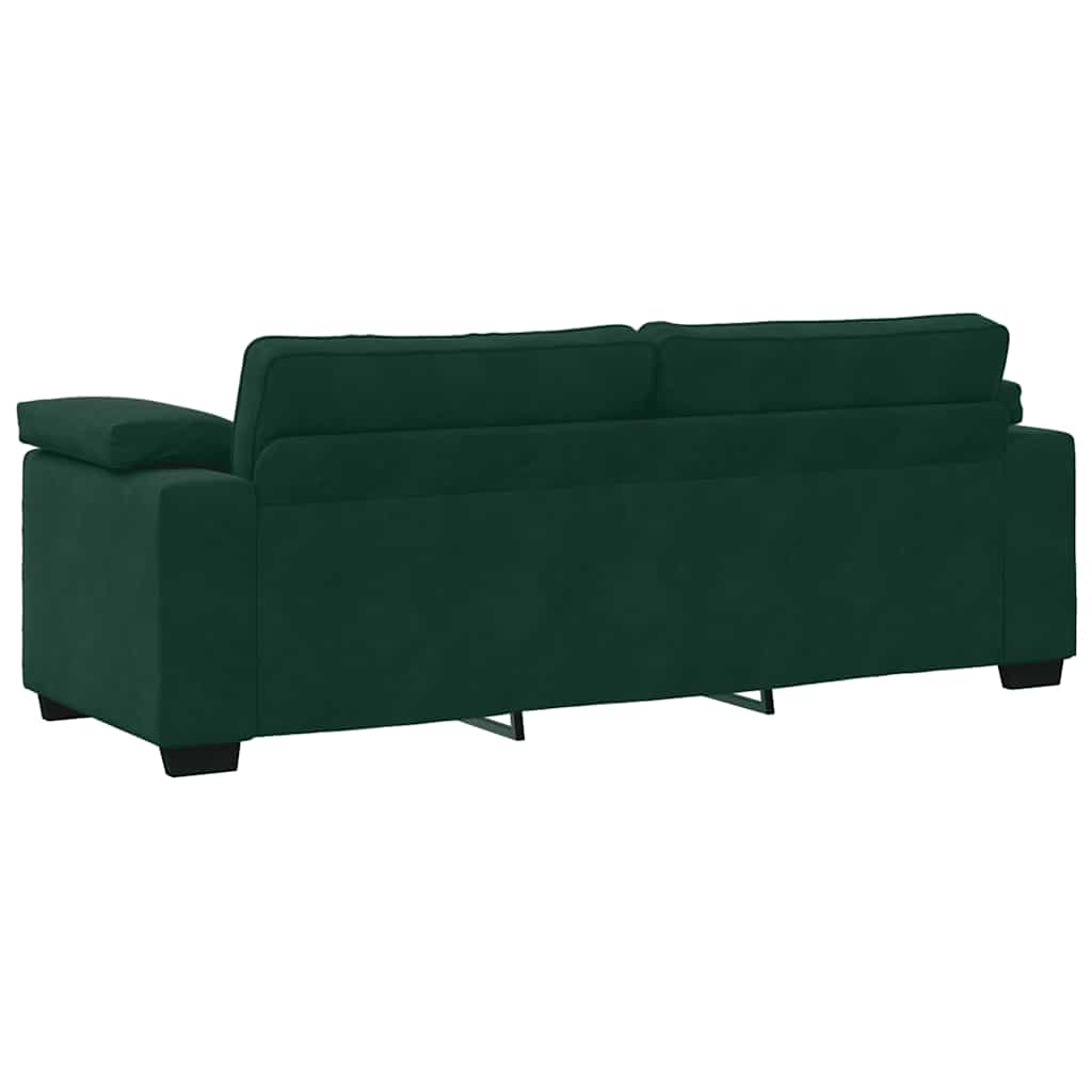 vidaXL Ensemble de canapés 3 pièces avec coussins Velours vert foncé