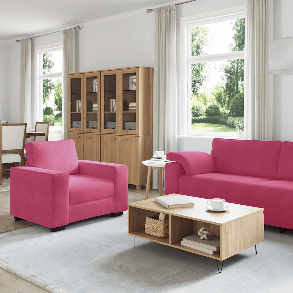 vidaXL 3-tlg. Sofagarnitur mit Kissen Weinrot Samt
