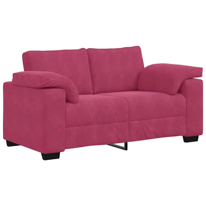 vidaXL 3-tlg. Sofagarnitur mit Kissen Weinrot Samt