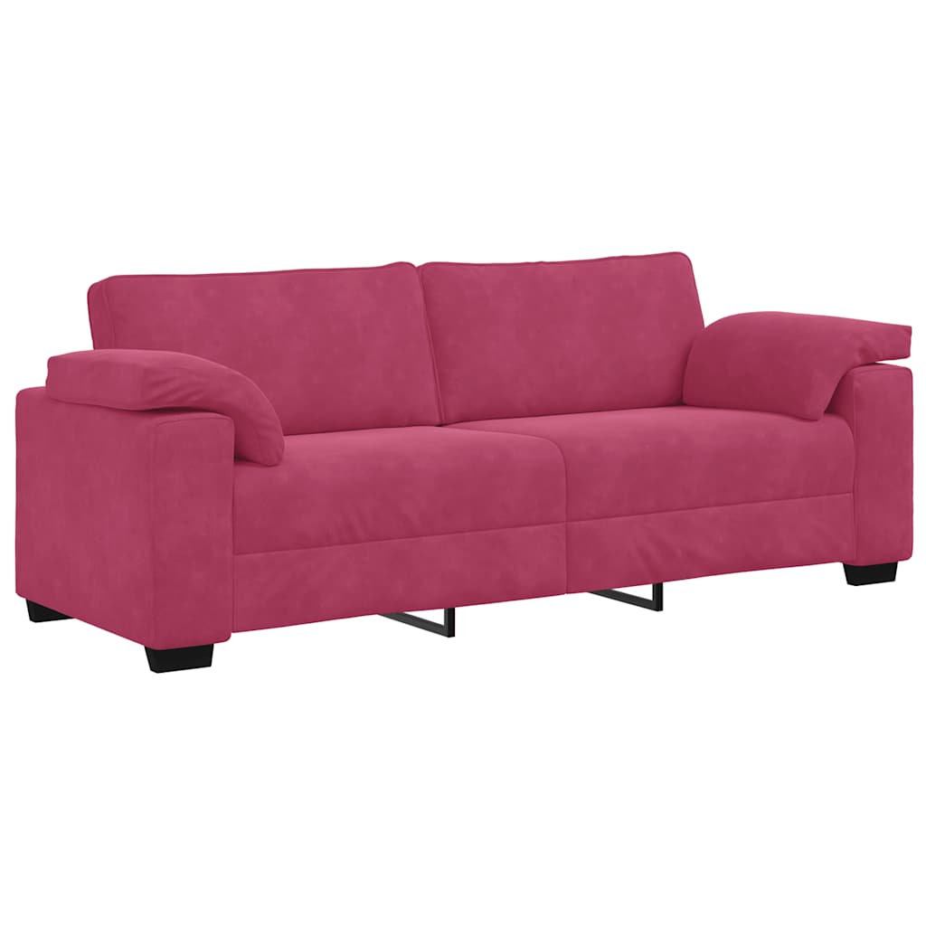 vidaXL 3-tlg. Sofagarnitur mit Kissen Weinrot Samt