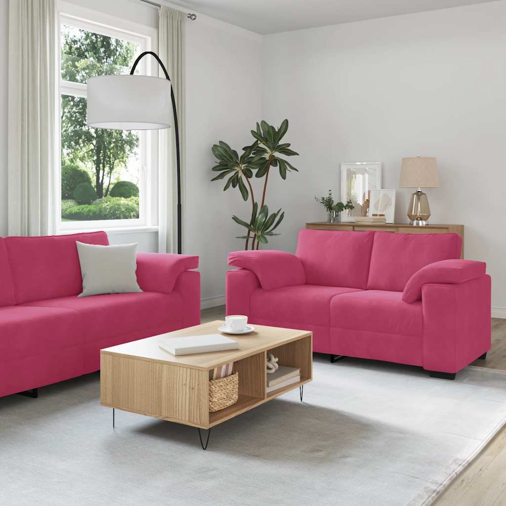vidaXL 3-tlg. Sofagarnitur mit Kissen Weinrot Samt