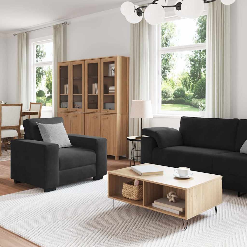 vidaXL Ensemble de canapés 3 pcs avec coussins Velours noir
