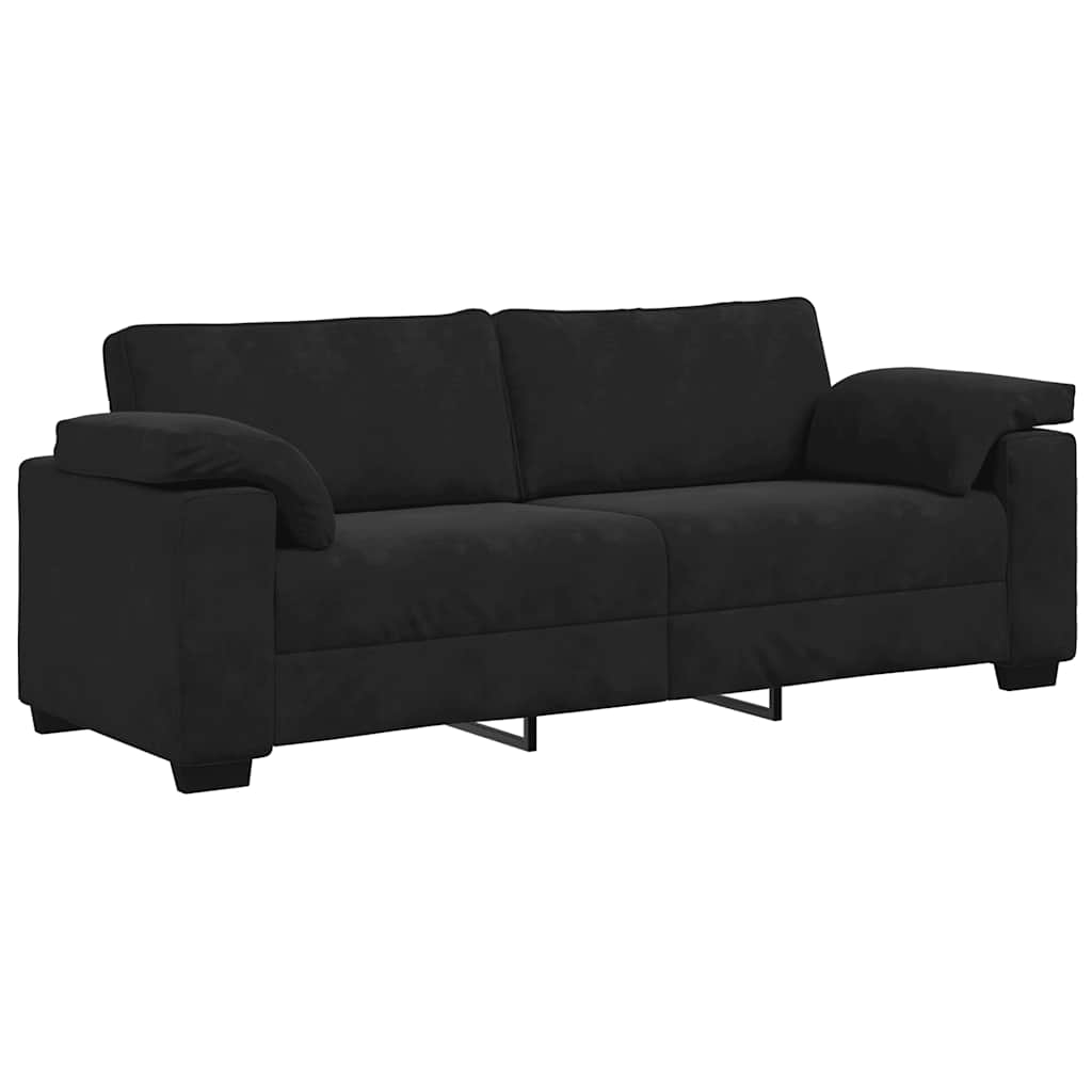 vidaXL Ensemble de canapés 3 pcs avec coussins Velours noir