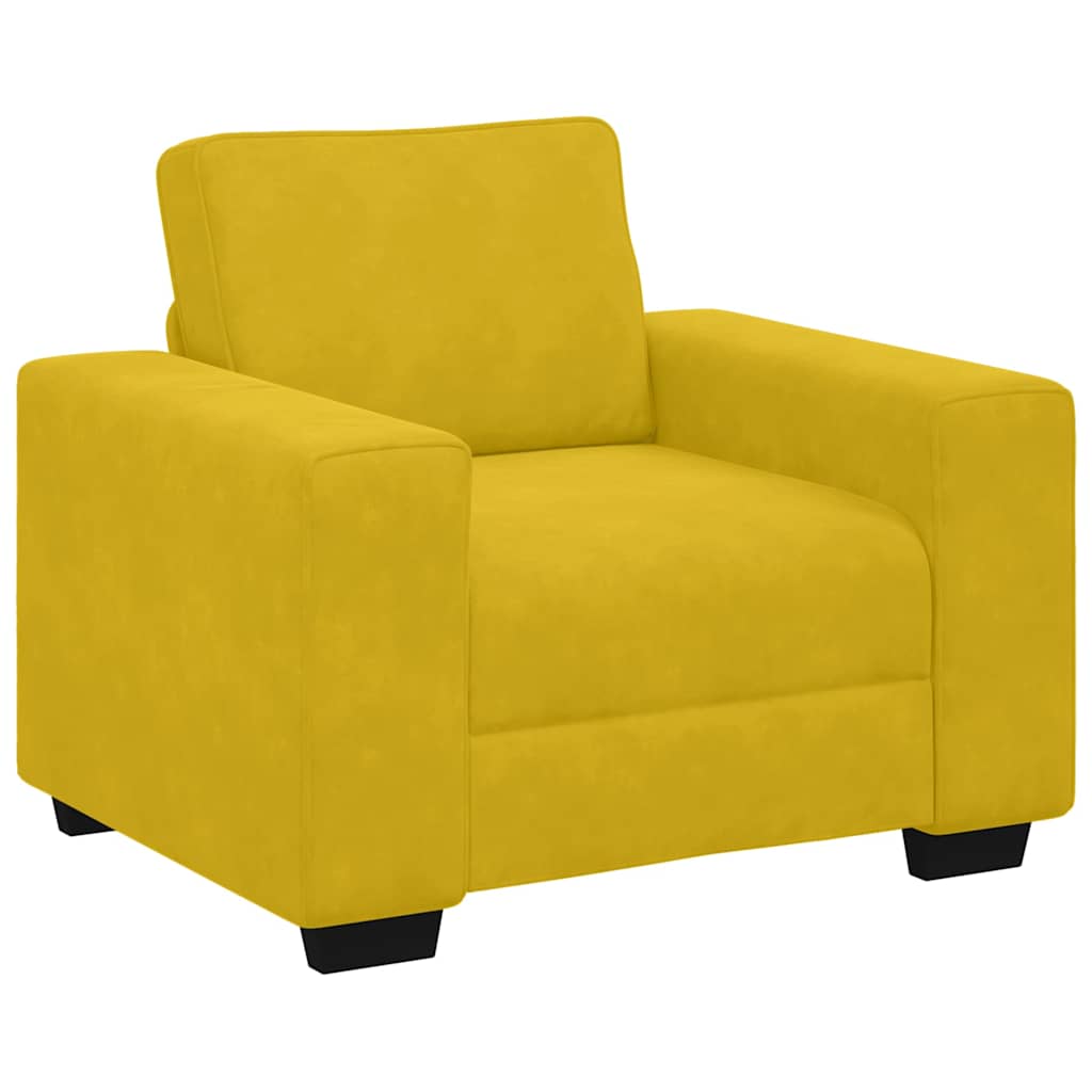 vidaXL 3-tlg. Sofagarnitur mit Kissen Gelb Samt