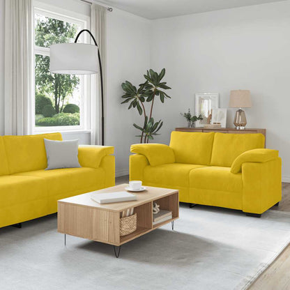 vidaXL 3-tlg. Sofagarnitur mit Kissen Gelb Samt