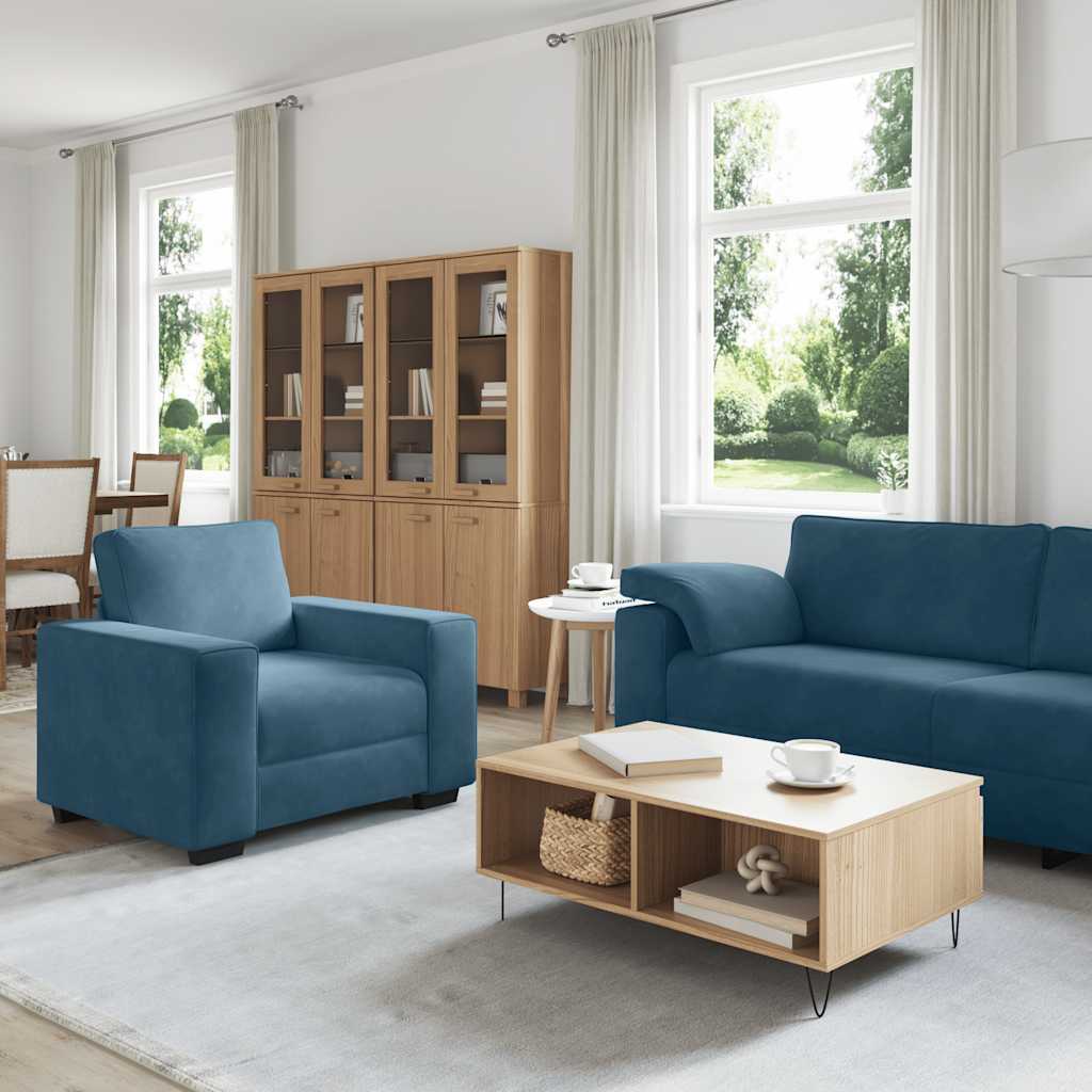 vidaXL Ensemble de canapés 3 pcs avec coussins Velours bleu