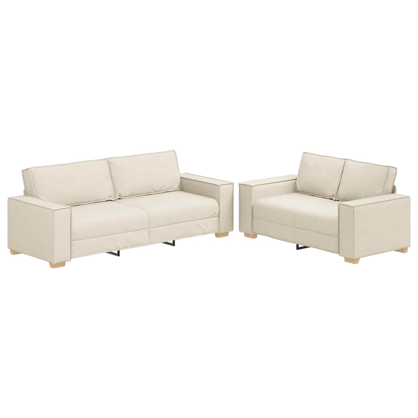 vidaXL Sofa 2 pcs Beige Leinenmischgewebe