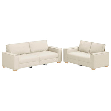 vidaXL Sofa 2 pcs Beige Leinenmischgewebe