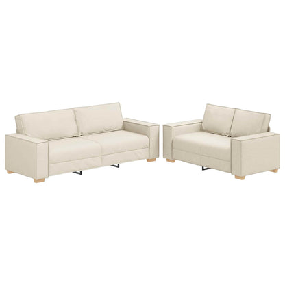 vidaXL Sofa 2 pcs Beige Leinenmischgewebe