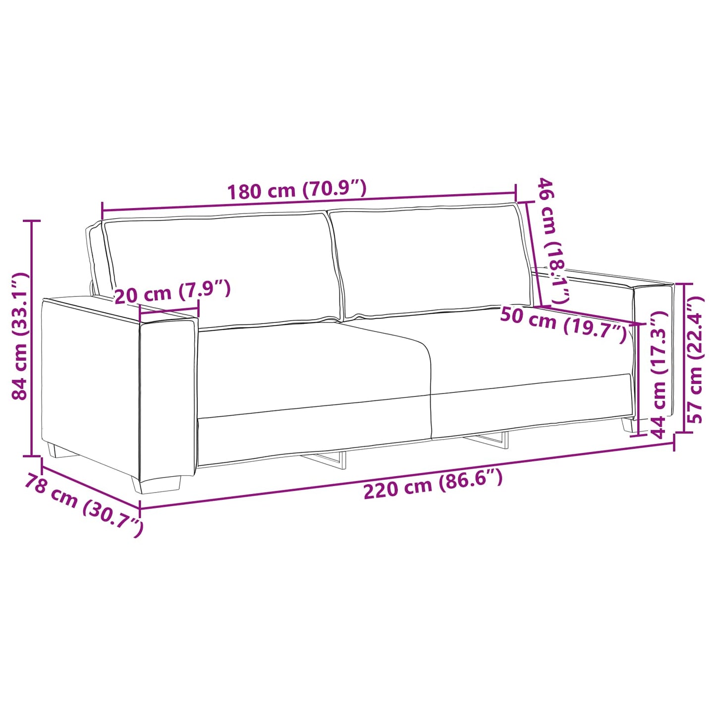 vidaXL Sofa 2 pcs Beige Leinenmischgewebe