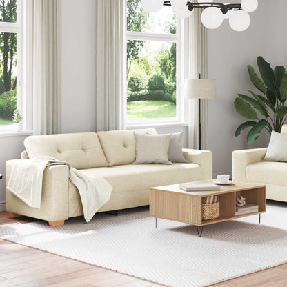 Sofa 2 pcs Beige 221 x 80 x 80 cm Leinenmischgewebe