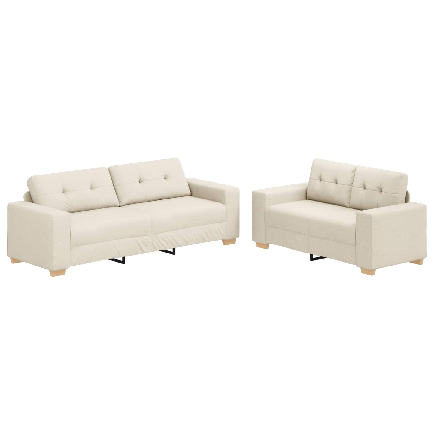 Sofa 2 pcs Beige 221 x 80 x 80 cm Leinenmischgewebe