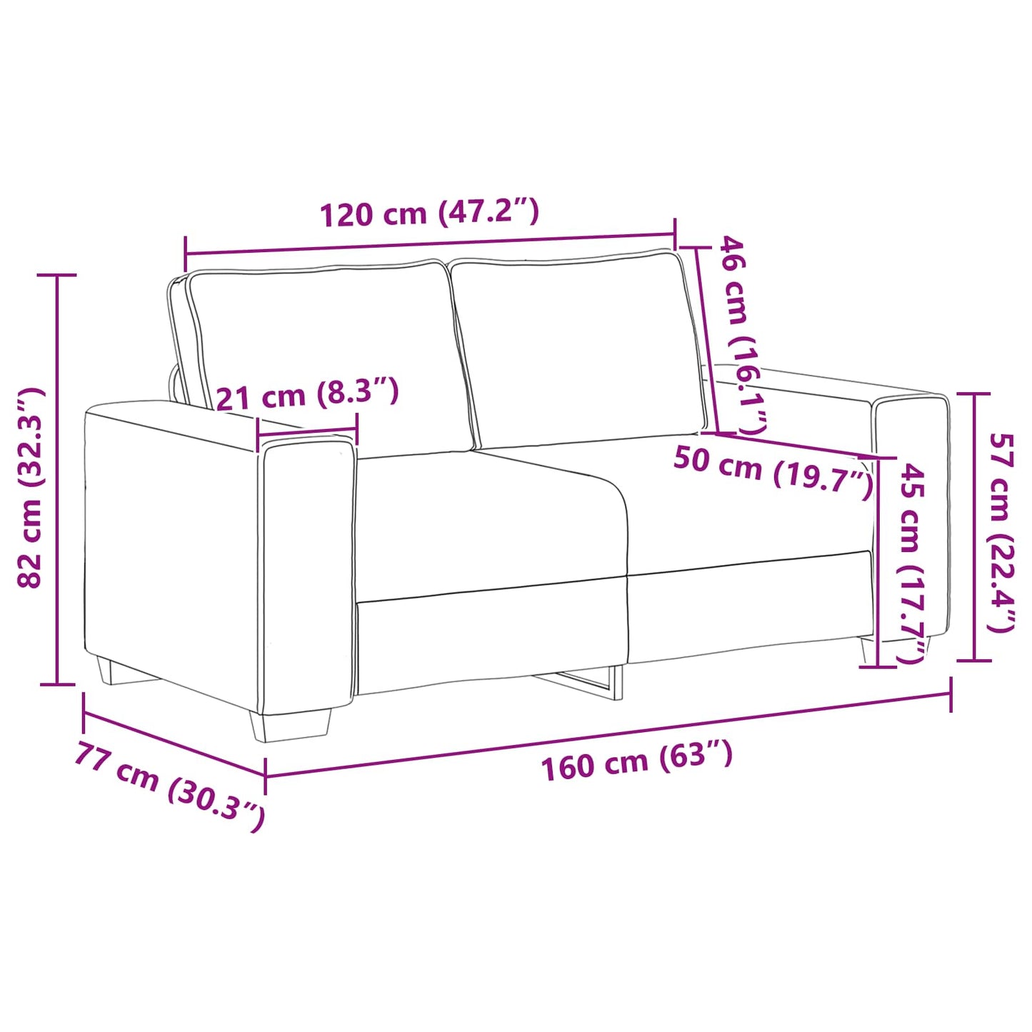 Sofa 2 pcs Beige 221 x 80 x 82 cm Leinenmischgewebe