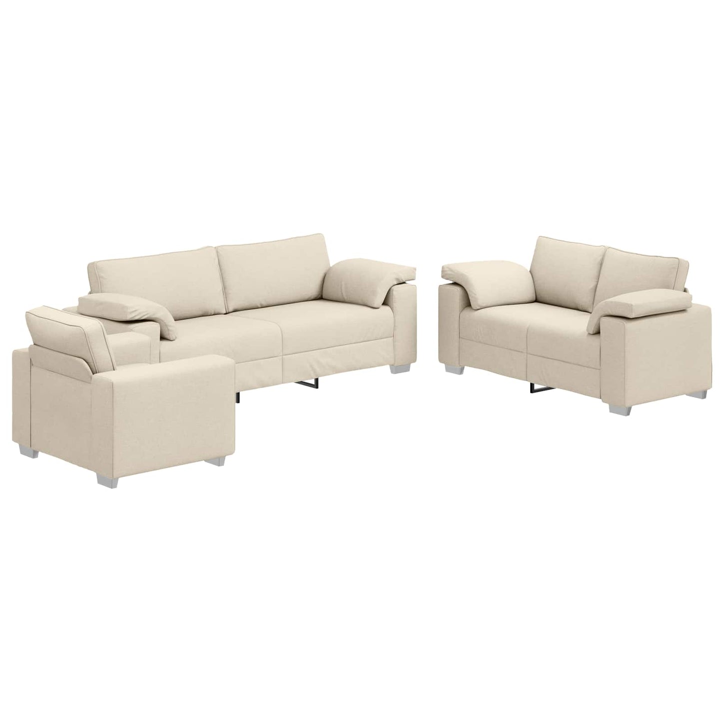 vidaXL Sofa 2 pcs Beige 219 x 80 x 82 cm Leinenmischgewebe