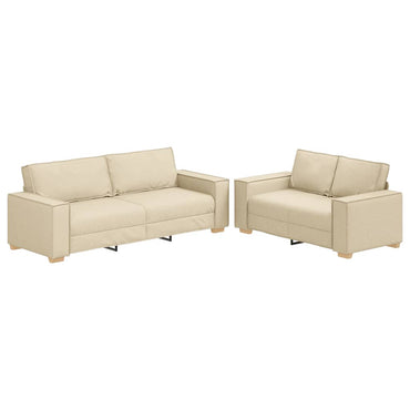vidaXL 2-tlg. Sofagarnitur mit Kissen Creme Stoff