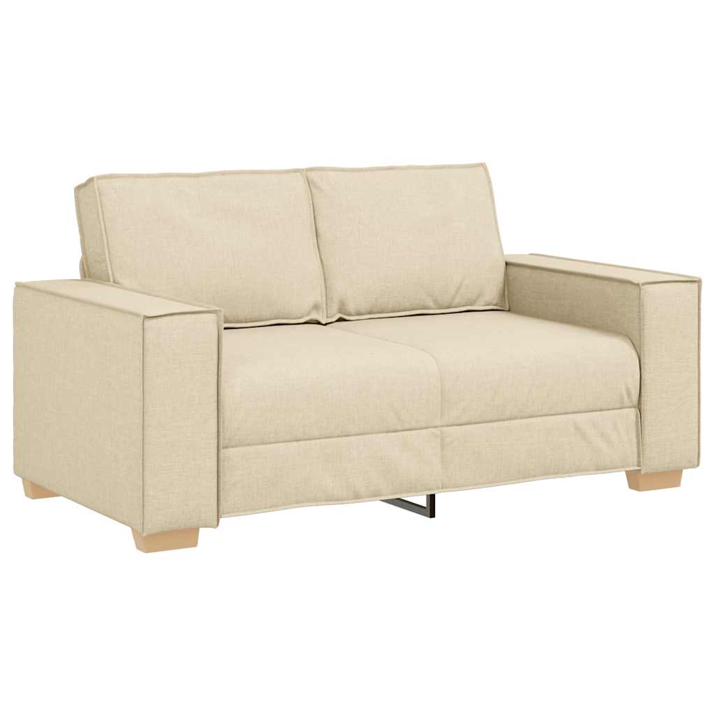 vidaXL 2-tlg. Sofagarnitur mit Kissen Creme Stoff