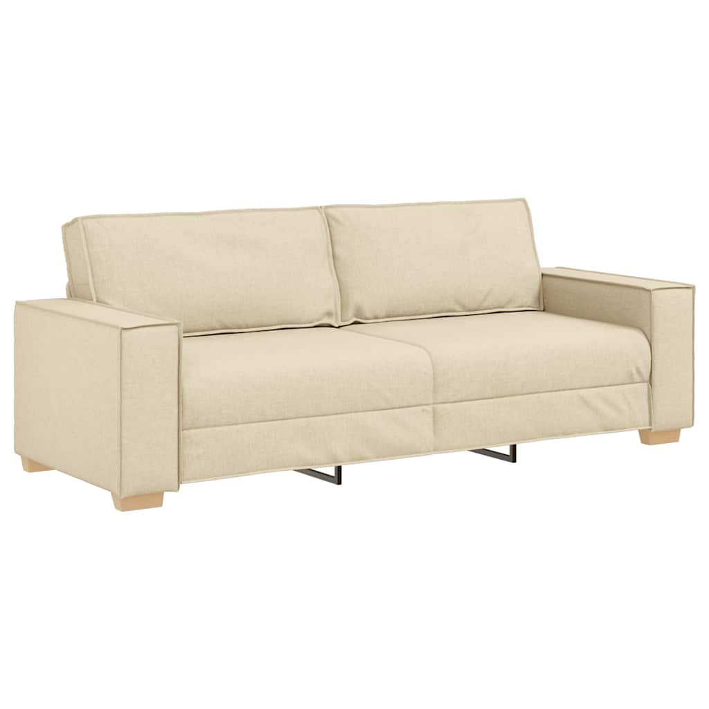 vidaXL 2-tlg. Sofagarnitur mit Kissen Creme Stoff
