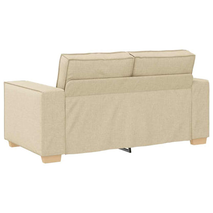 vidaXL 2-tlg. Sofagarnitur mit Kissen Creme Stoff