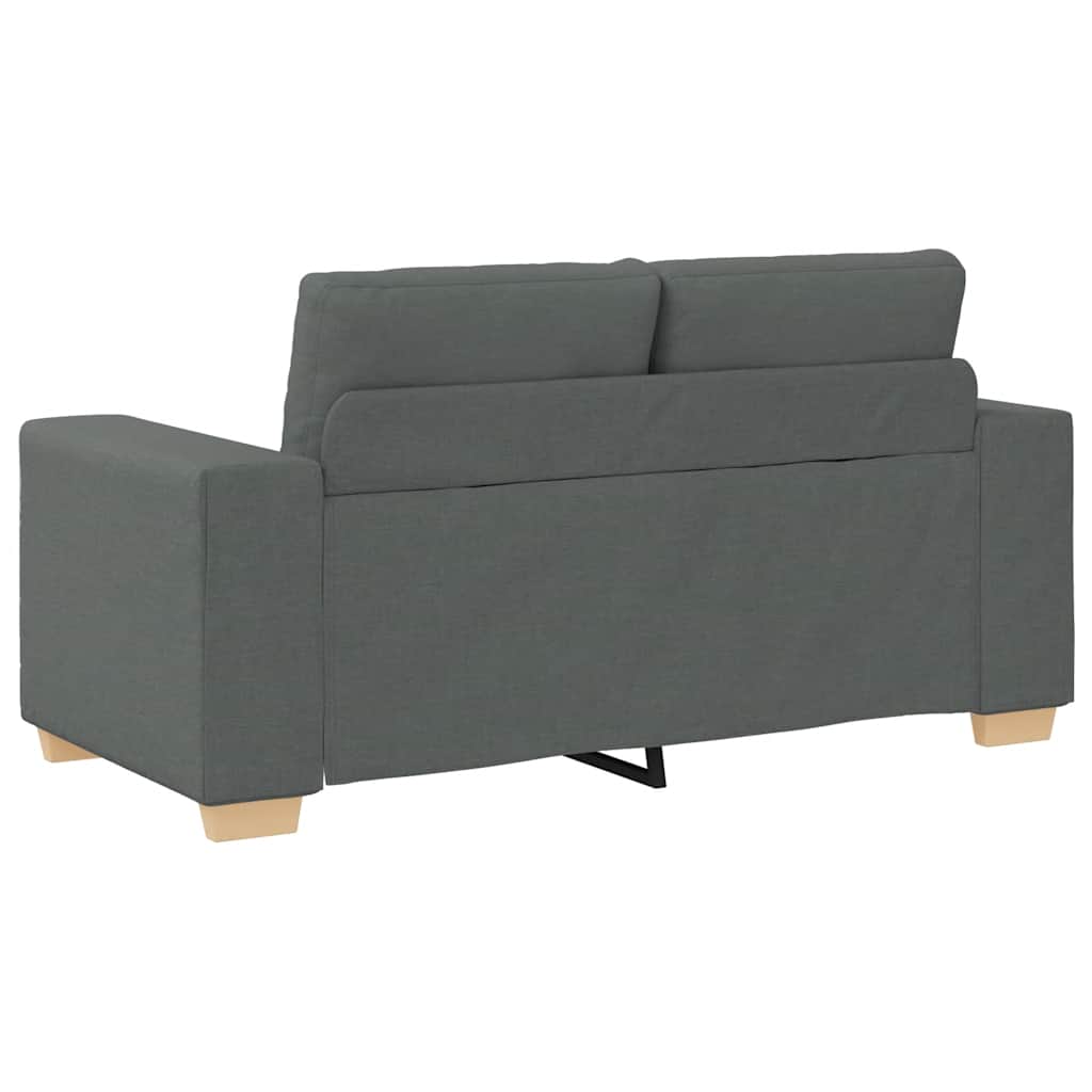 2-teiliges Sofa-Set mit Kissen, dunkelgrauer Stoff