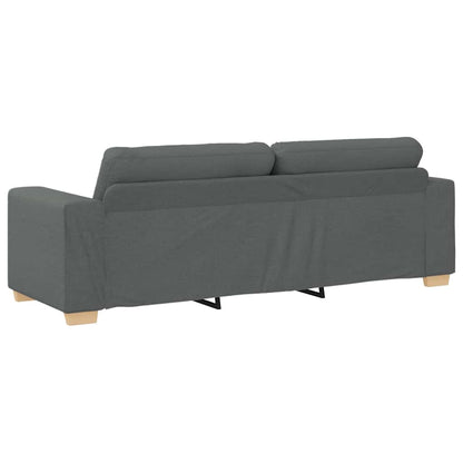 2-teiliges Sofa-Set mit Kissen, dunkelgrauer Stoff