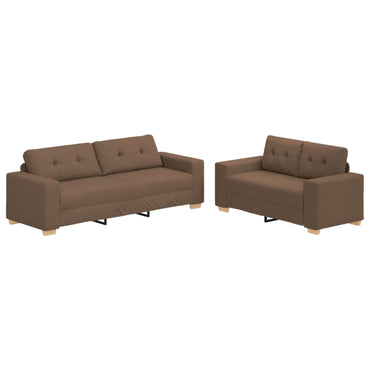 vidaXL Sofa 2 pcs Braun Leinenmischgewebe
