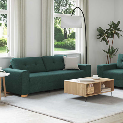 vidaXL Canapé 2 places Vert Tissu mélangé de lin