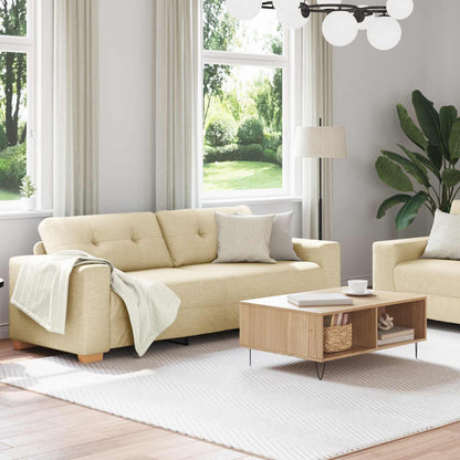 vidaXL Sofa 2 pcs Creme Leinenmischgewebe