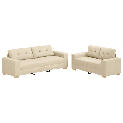 vidaXL Sofa 2 pcs Creme Leinenmischgewebe