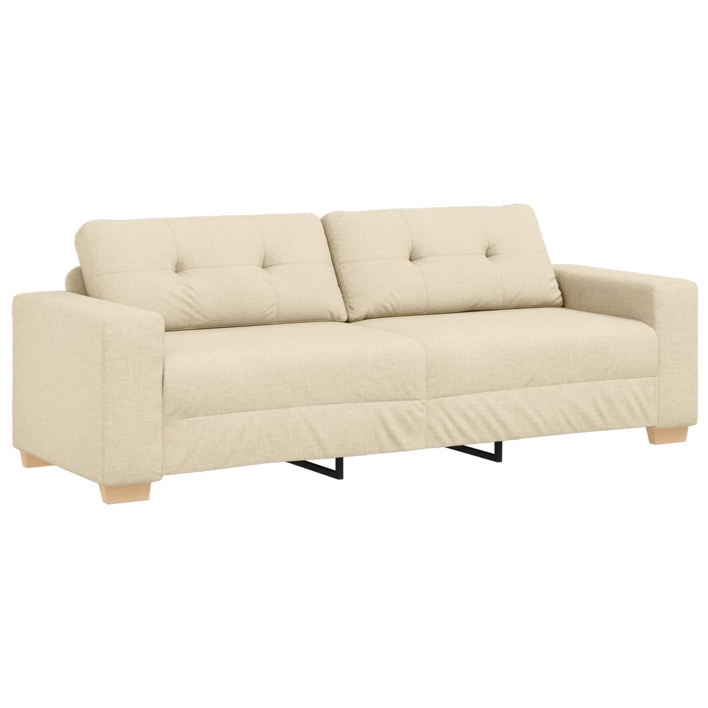 vidaXL Sofa 2 pcs Creme Leinenmischgewebe