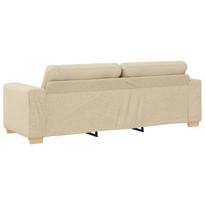 vidaXL Sofa 2 pcs Creme Leinenmischgewebe