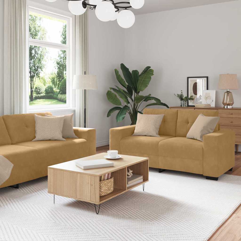 vidaXL Ensemble de canapés 2 pcs Marron 221 x 78 x 80 cm Velours