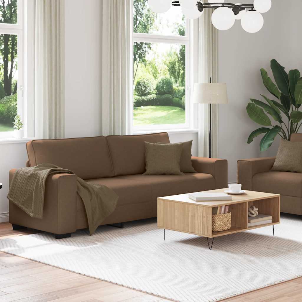 vidaXL 2-tlg. Sofagarnitur mit Kissen Braun Stoff