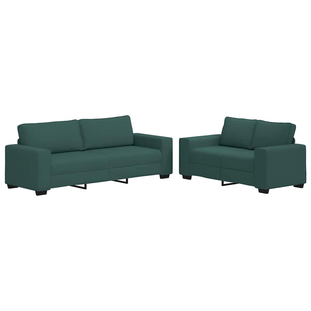 vidaXL 2-teiliges Sofa-Set mit Kissen, dunkelgrüner Stoff