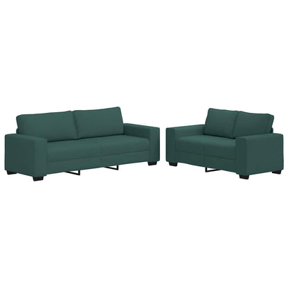 vidaXL 2-teiliges Sofa-Set mit Kissen, dunkelgrüner Stoff