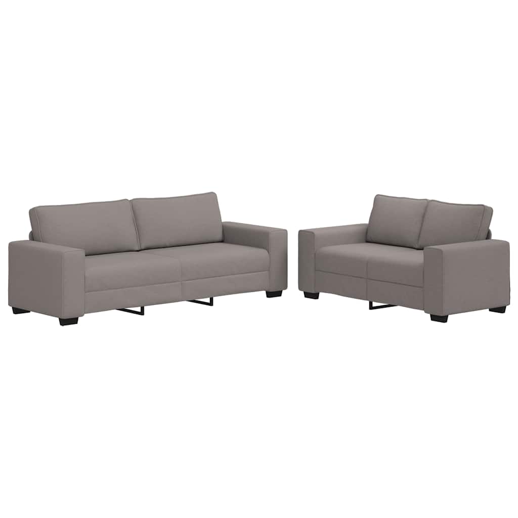 vidaXL 2-tlg. Sofagarnitur mit Kissen Taupe Stoff