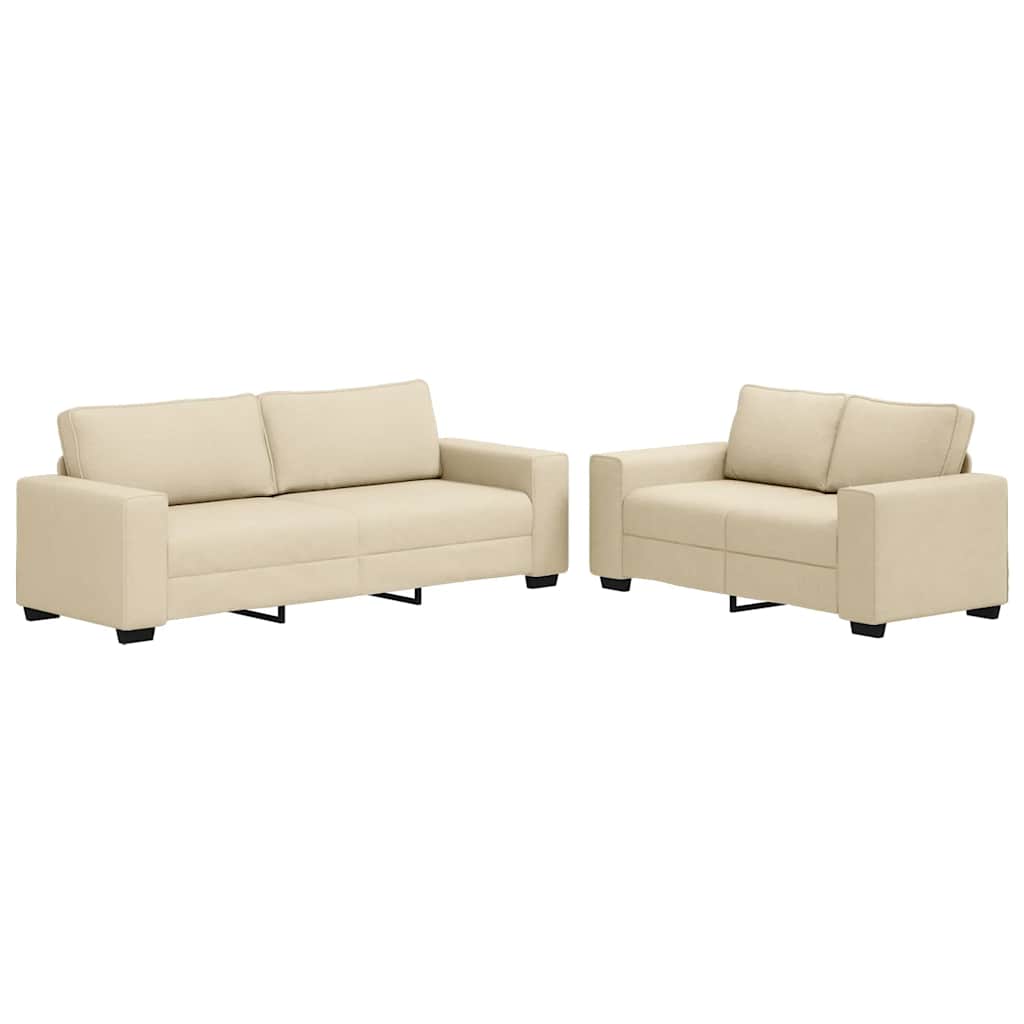 vidaXL Ensemble de canapés 2 pcs avec coussins Tissu Crème